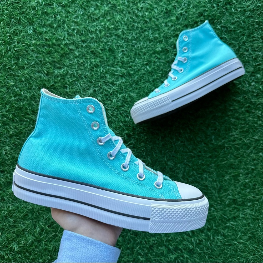🎁Converse Chuck Taylor All Star Ctas Lift Hi Triple Cyan - Picture 5 of 12